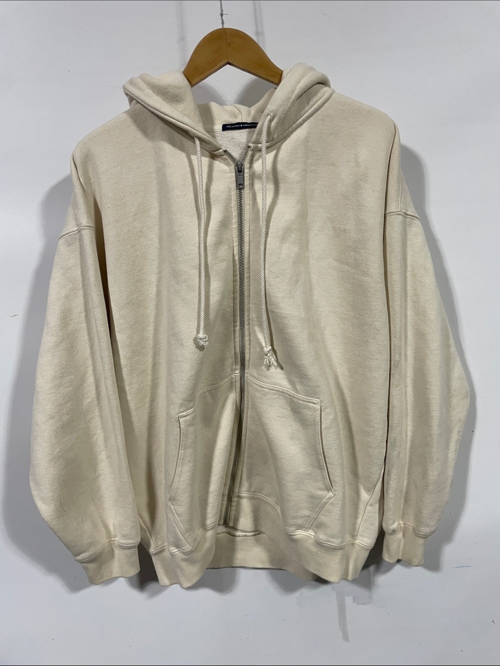 Brandy Melville Cream Full-Zip Hoodie